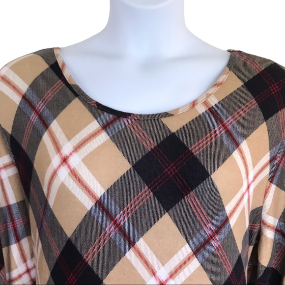 Robert Louis Plaid Sweater Dress & Infinity Scarf Set Beige Black Size 3X - Picture 5 of 13